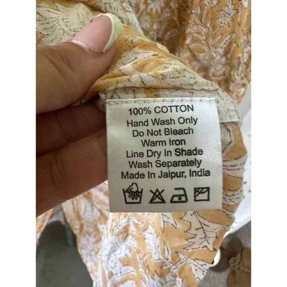 Daughters Of India 100% Cotton Kyra Cumin Paisley Semi Sheer Mini Dress XS - Picture 9 of 10